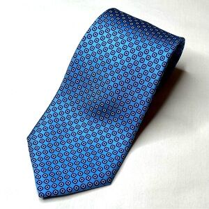 Two Tones of Blue Brooks Brothers Men's Silk Tie with Square Designs. Silk-Italy